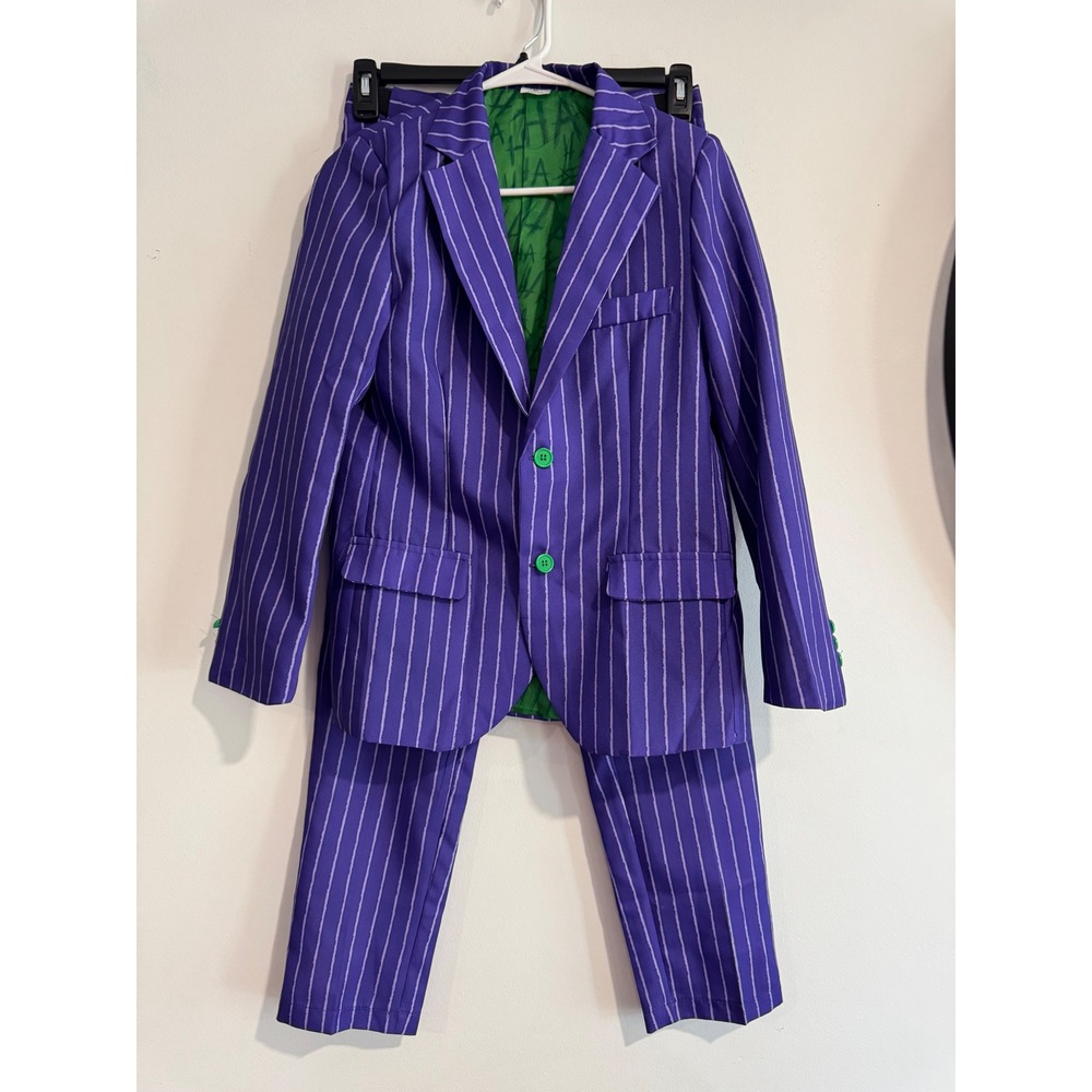 Spirit Halloween Joker Suit Boys XL 14-16 Purple Pinstripe DC Comics Costume